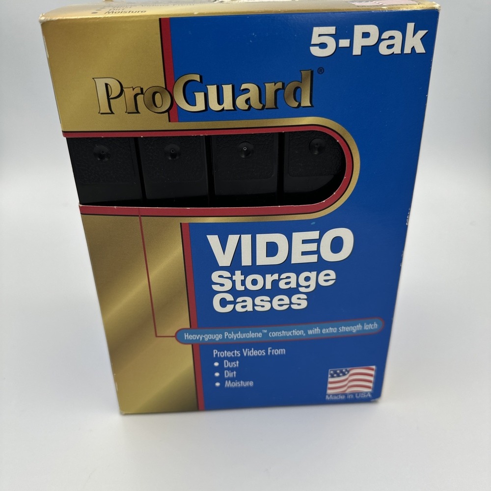 VTG‎ ProGuard 5 Pack Black Heavy Duty Protective Storage Cases for VHS Tapes